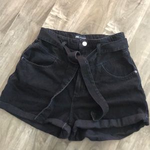 Zara black jeans high waisted shorts
